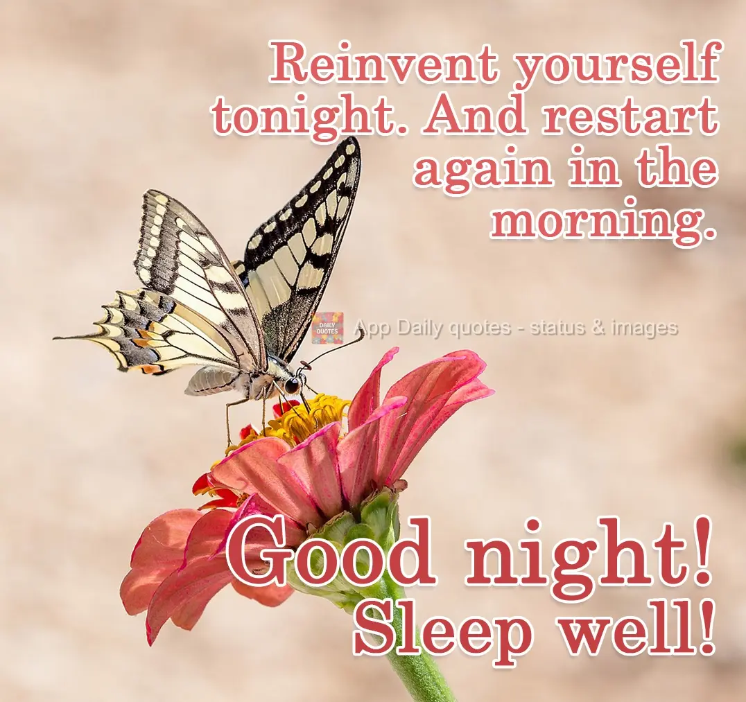 Reinvent yourself tonight. And start again in the morning. Good night. Sleep well!