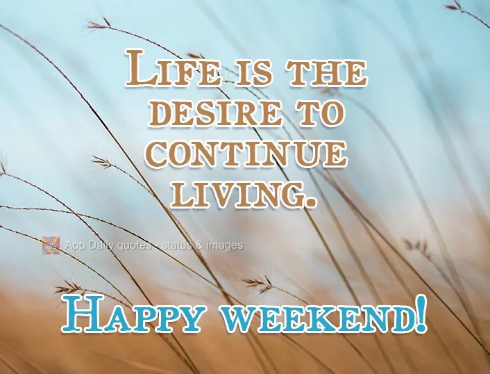 A vida é o desejo de continuar vivendo.  Ótimo Final de semana!