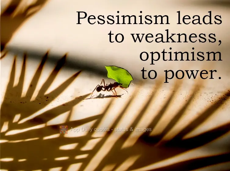 Pessimism leads to weakness, optimism to power.