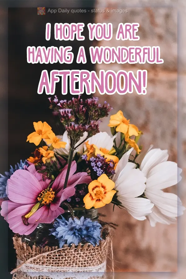 Espero que esteja tendo uma tarde maravilhosa!