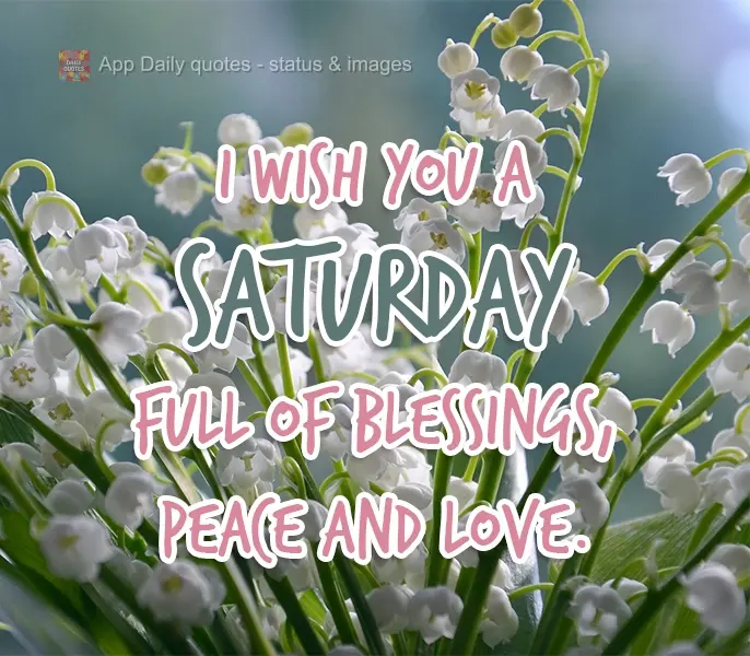 Te desejo um Sábado de bênçãos, paz e amor.