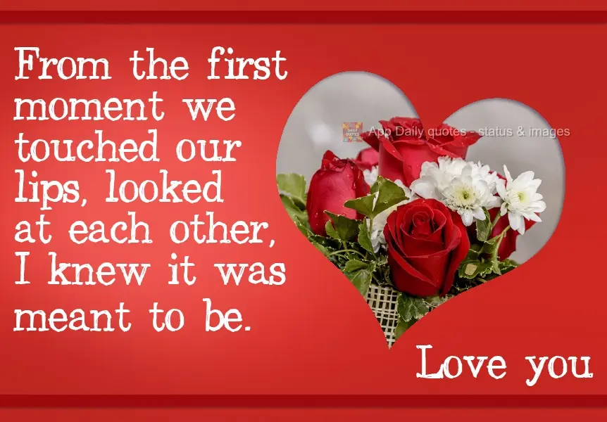 Desde o primeiro momento que tocamos nossos lábios, trocamos olhares, eu sabia que era pra ser. Te amo!