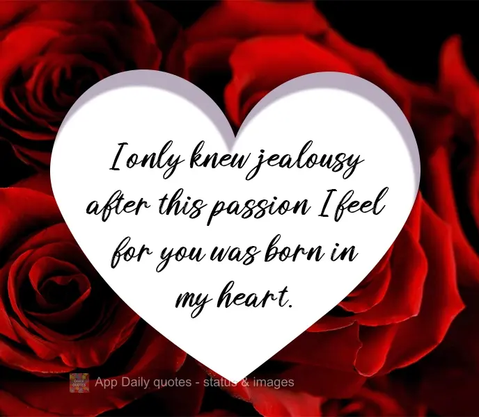 I only knew jealousy after this passion I feel for you was born in my heart.
