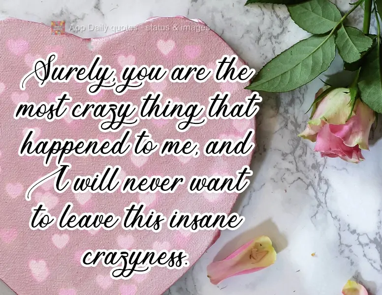 Com certeza você foi a coisa mais louca que me aconteceu, e eu jamais vou querer sair dessa insana loucura.