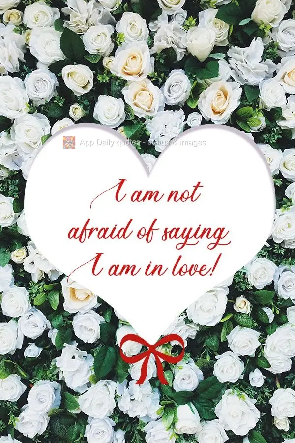 I am not afraid of saying that I am in love!