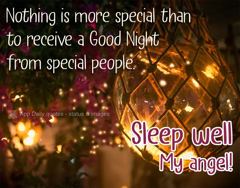 Nothing is more special than to receive a Good Night from special people. Sleep Well, Angel of Mine!