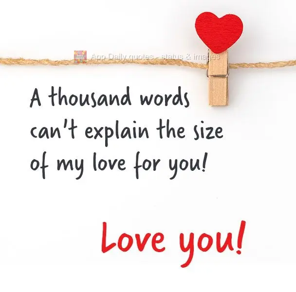 A thousand words can't explain the size of my love for you! Love you!