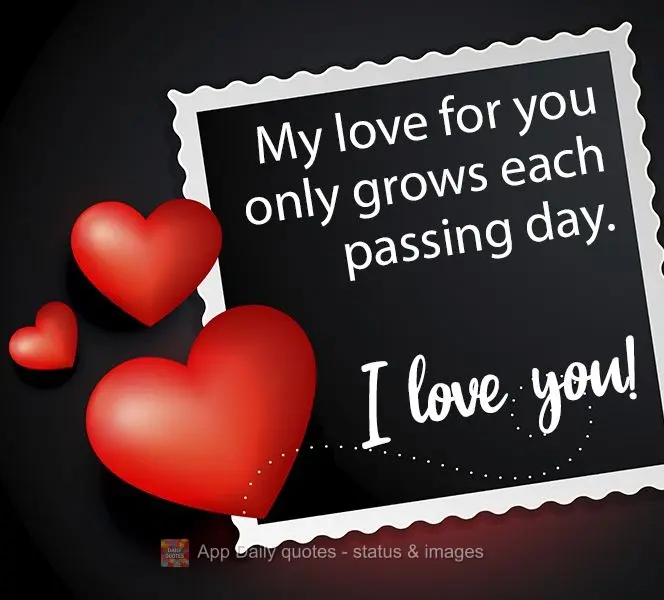 Meu amor por você só aumenta a cada dia que passa. 
 Eu te amo!