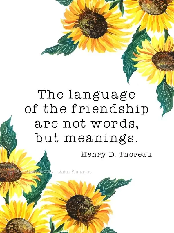 The language of friendship is not in words, but in meaning. Henry David Thoreau