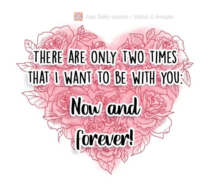 Há apenas duas vezes em que quero estar com você: Agora e para sempre!
