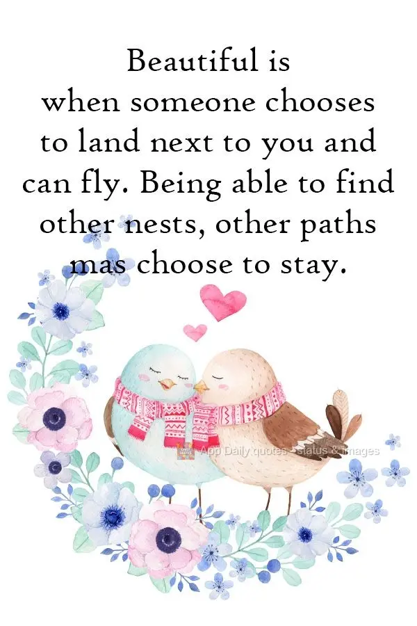 It's beautiful when someone chooses to land next to you even when they can fly. They could find other nests, other paths, but they choose to stay.