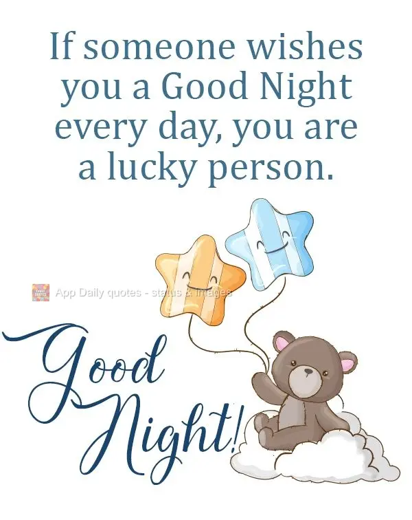 Se alguém lhe deseja Boa Noite todos os dias, você é uma pessoa de sorte.  Boa Noite!
