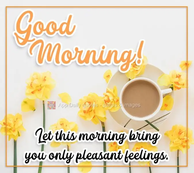 May this morning bring you only pleasant feelings. Good morning!