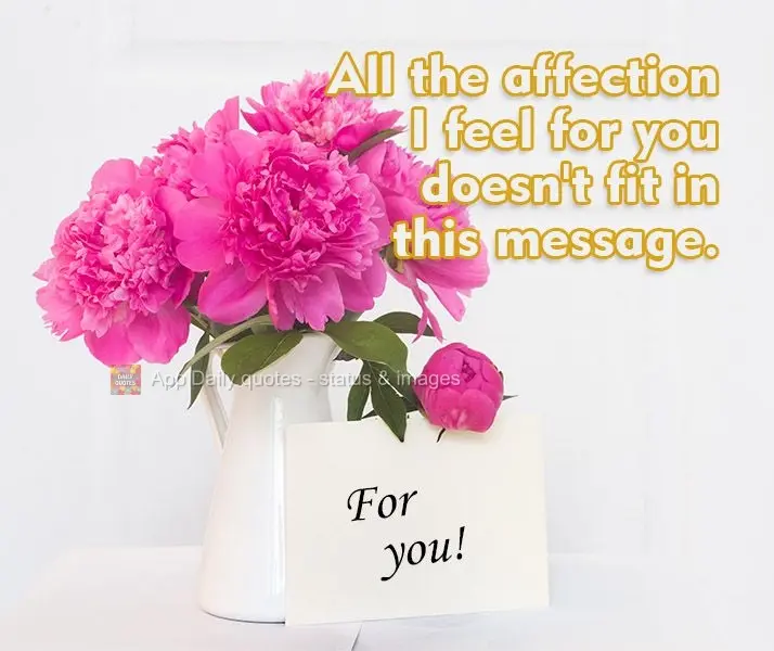 All the affection I feel for you doesn't fit in this message. For you!
