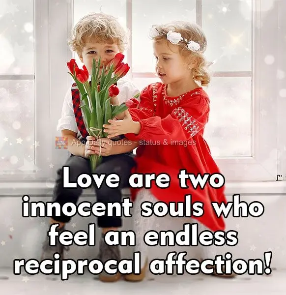 O amor são duas almas inocentes que sentem um carinho recíproco sem fim!
