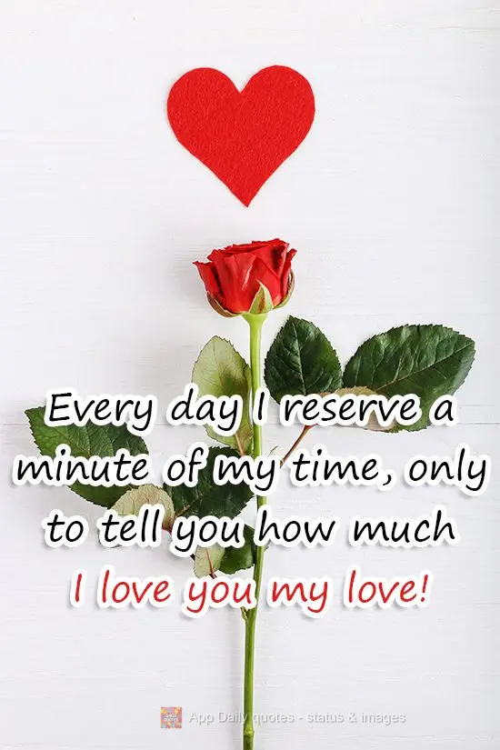 Every day I reserve a minute of my time, only to tell you how much I love you my love!