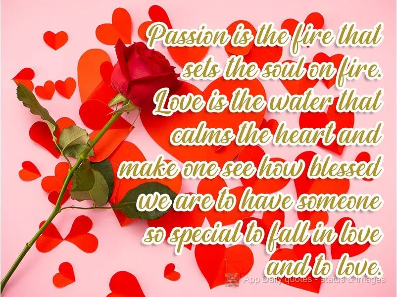 Passion is the flame that sets the soul on fire.
Love is the water that calms the heart and makes one see how blessed we are to have someone so special ...
