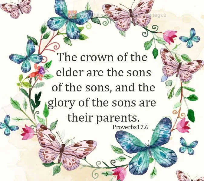 A coroa dos velhos são os filhos dos filhos, e a glória dos filhos são seus pais. 
 Provérbios17.6
