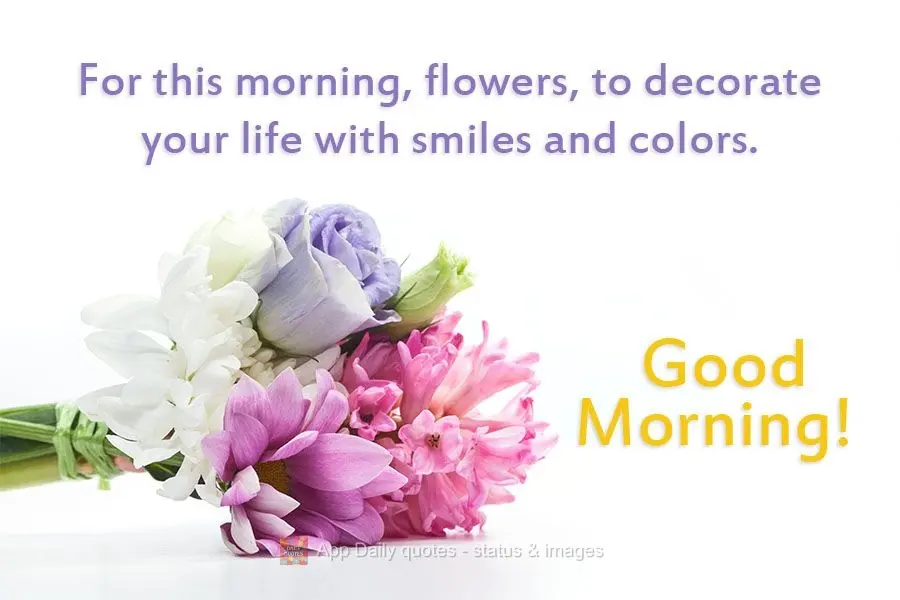 For this morning, flowers, to decorate your life with smiles and colors. Good morning!