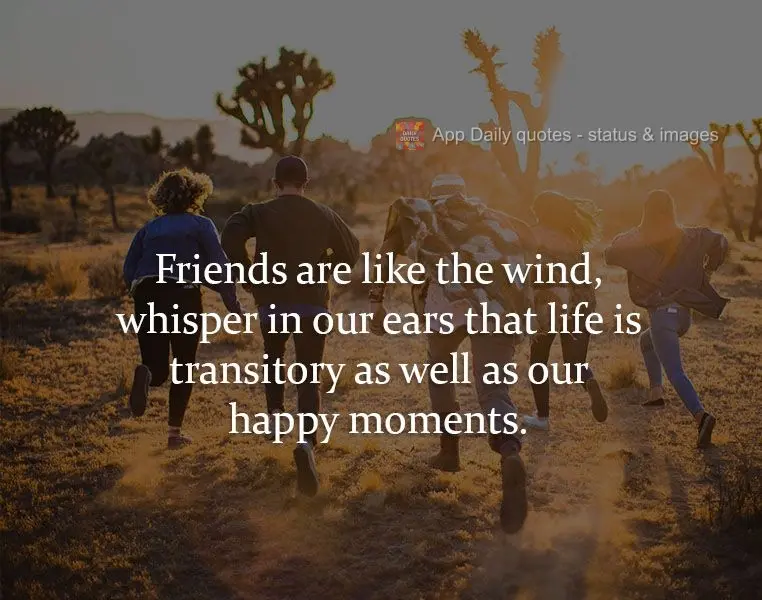 Friends are like the wind. They whisper in our ears that life is transitory, and remind us that our happy moments are too.