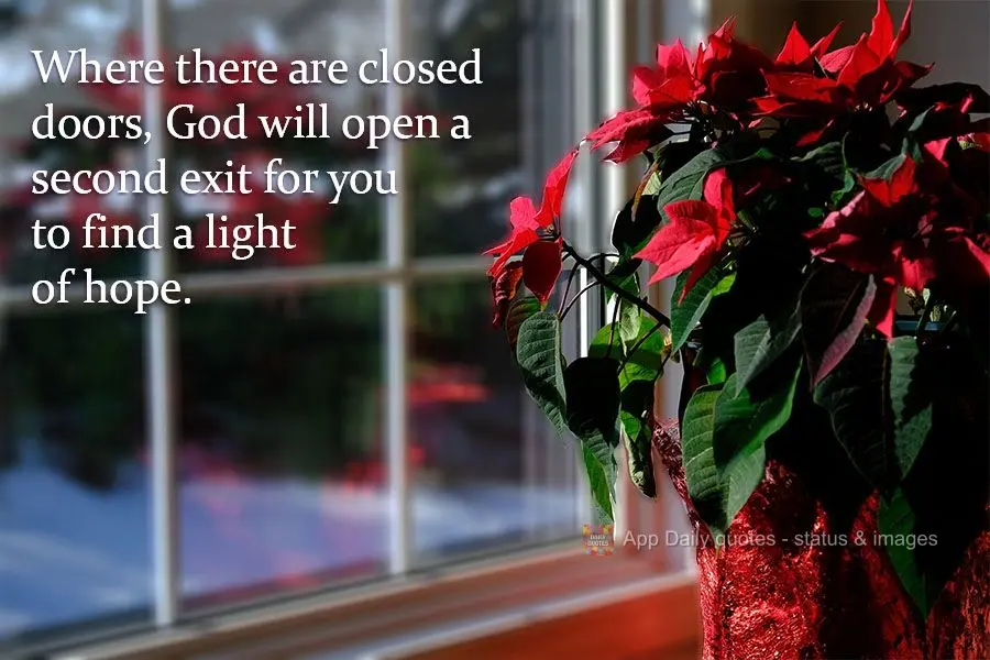 Onde houver portas fechadas, Deus abrirá uma segunda saída para que você encontre uma luz de esperança.
