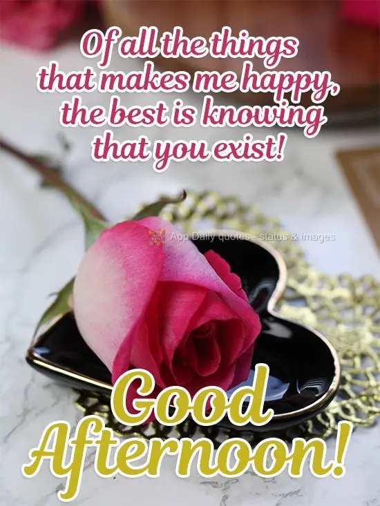 De todas as coisas que me fazem feliz, a melhor é saber que você existe! 
 Boa Tarde! 