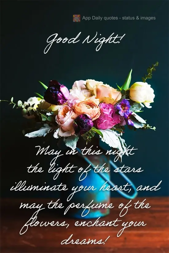 May tonight the light of the stars illuminate your heart, and may the perfume of the flowers enchant your dreams! Good Night!