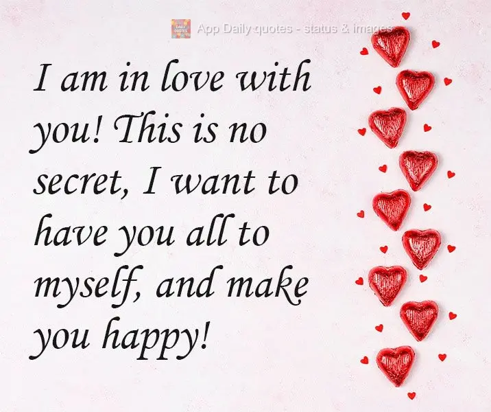 I am in love with you! It's no secret. I want to have you all to myself, and make you happy!