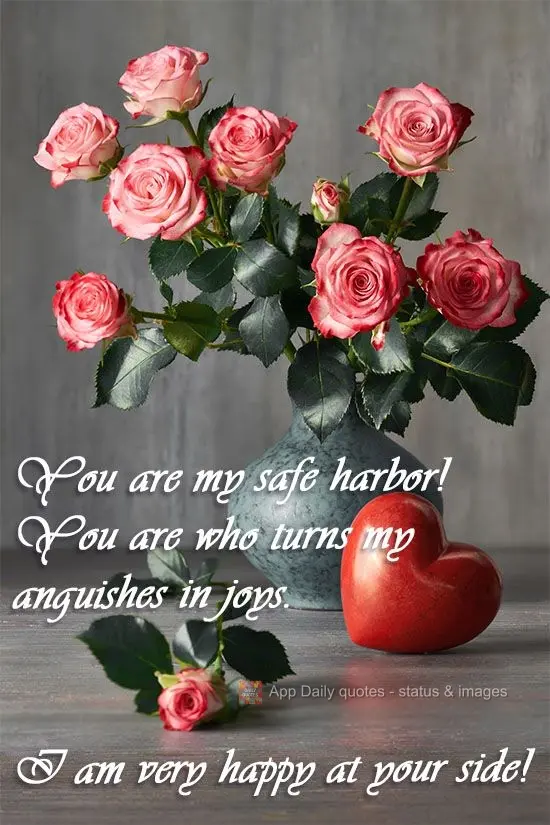 You are my safe harbor! You are the one who turns my anguish into joy.
I am very happy at your side!