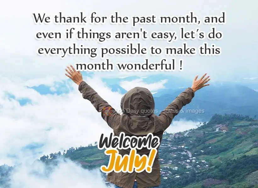 Demos graças ao mês que passou, e mesmo que as coisas não estejam fáceis, que façamos todo o possível para que esse mês seja maravilhoso! 
 Bem v...