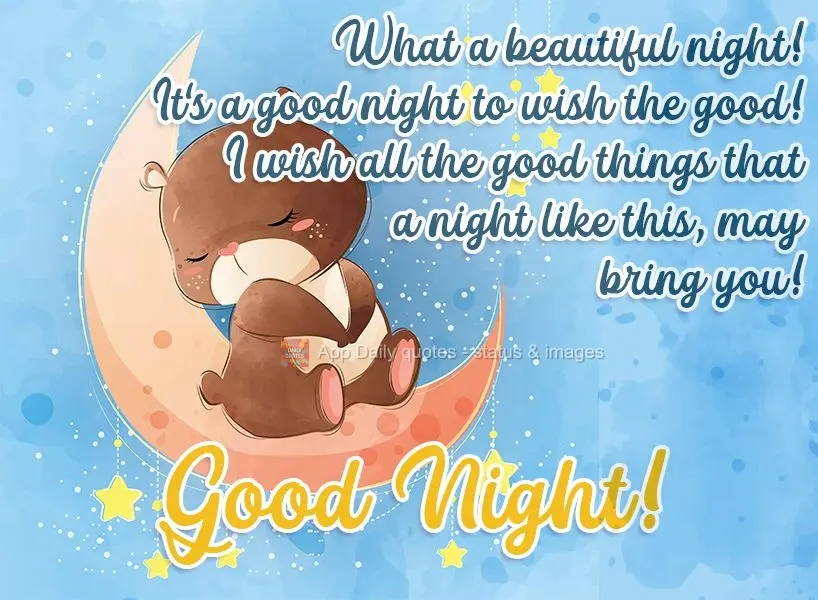 Que noite bonita! É uma boa noite para se desejar o bem! Desejo todas as coisas boas que uma noite como essa pode lhe trazer!  Boa Noite!