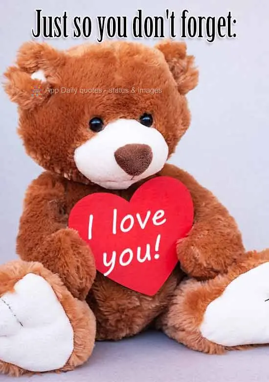 Just so you don't forget: I love you!