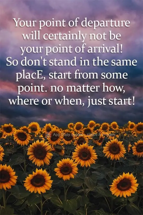 Seu ponto de partida com certeza não será seu ponto de chegada! Então, não fique parado no mesmo lugar, comece de algum ponto; não importa como, ond...