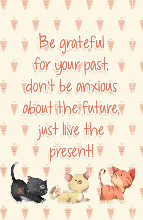 Seja grato pelo passado, não fique ansioso pelo futuro, apenas viva o presente! 
