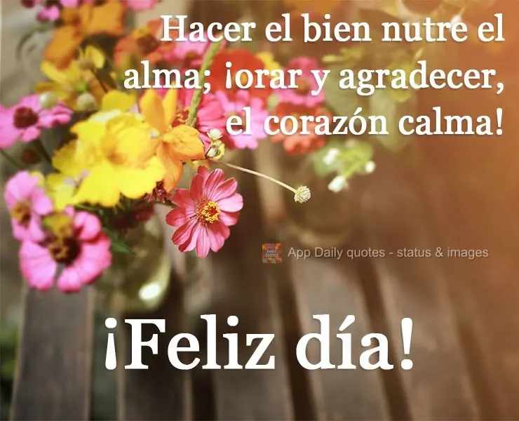 Doing good nourishes the soul. When you pray and give thanks, it calms your heart! Good Morning!