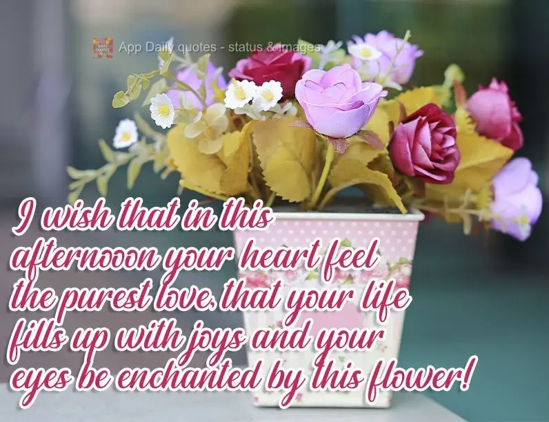 Desejo que nesta tarde seu coração sinta o mais puro amor, que sua vida se encha de felicidades e que seus olhos se encantem com essa flor!

