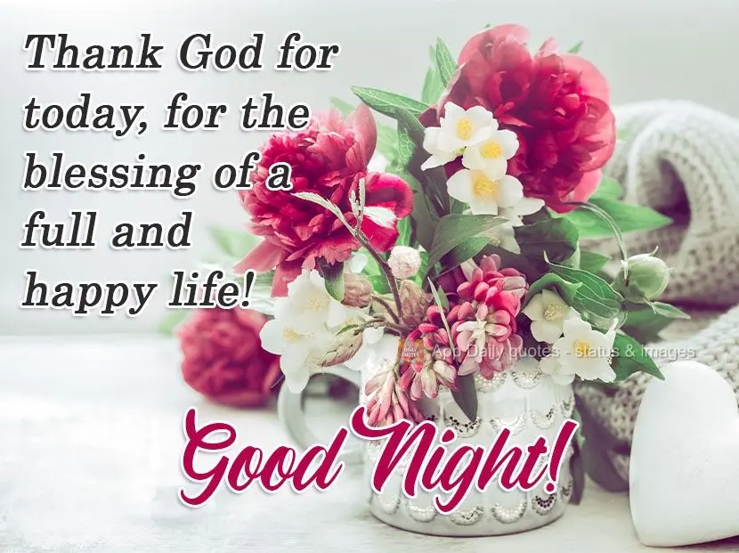Thank God for today, for the blessing of a full and happy life! Good Night!