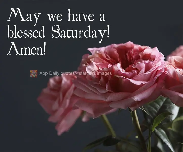 Que tenhamos um abençoado Sábado! Amém!
