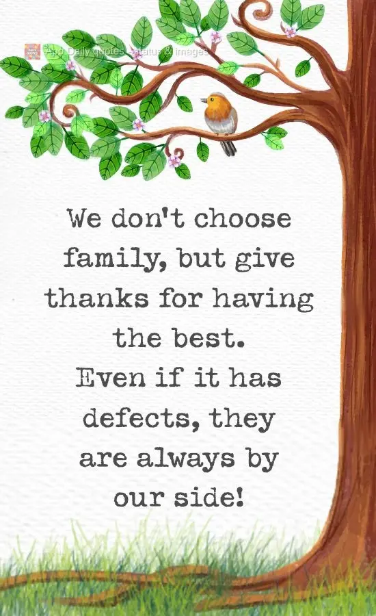 Família a gente não escolhe, mas agradece por se ter a melhor.
Mesmo que se tenha defeitos, estão sempre do nosso lado!