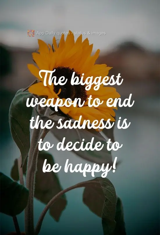The greatest weapon for putting an end to sadness is deciding to be happy!