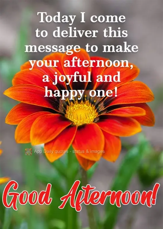 Today I come to deliver this message to make your afternoon a joyful and happy one! Good Afternoon!
