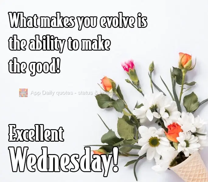 What makes you evolve is the ability to do good! Excellent Wednesday!