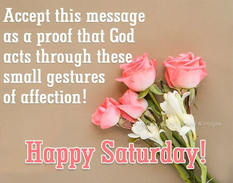 Accept this message as proof that God acts through these small gestures of affection! Happy Saturday!