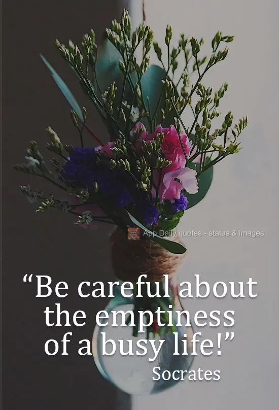 Be careful about the emptiness of a busy life! Socrates