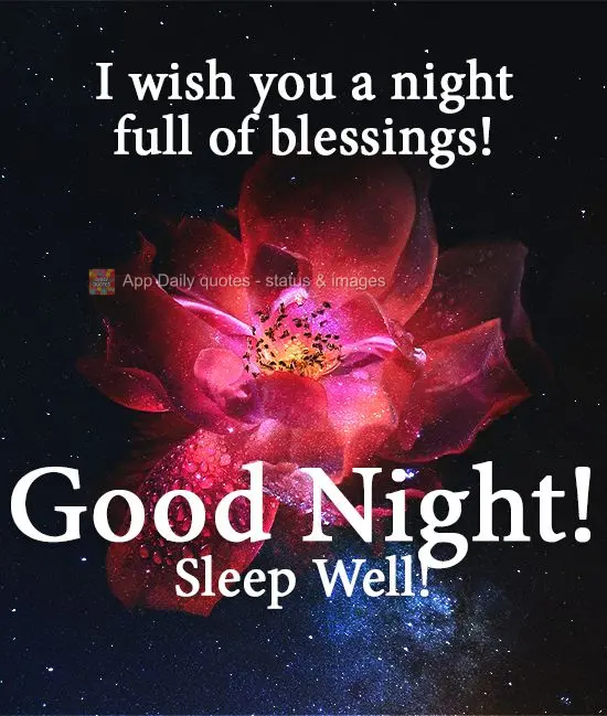 I wish you a night full of blessings! Good Night! Sleep Well!