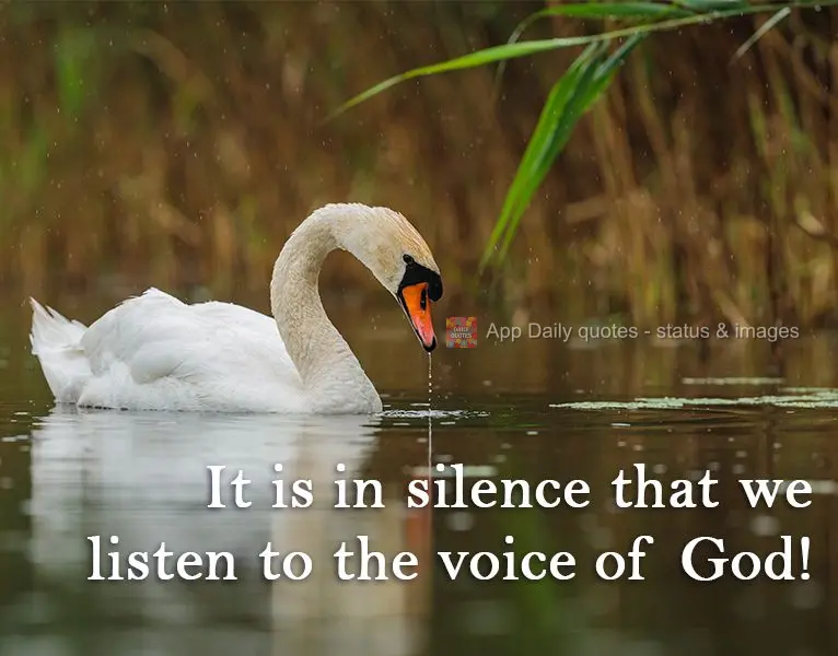 It's in silence that we hear the voice of God!
