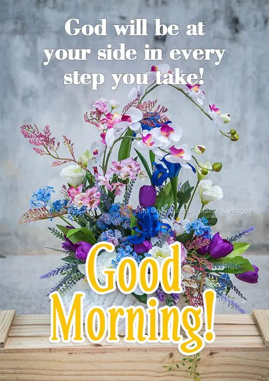 Deus estará ao seu lado em cada passo que você der!
  Bom Dia!