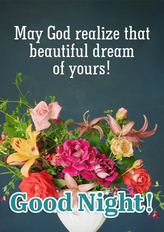 Que Deus realize aquele seu lindo sonho! 
 Boa Noite!