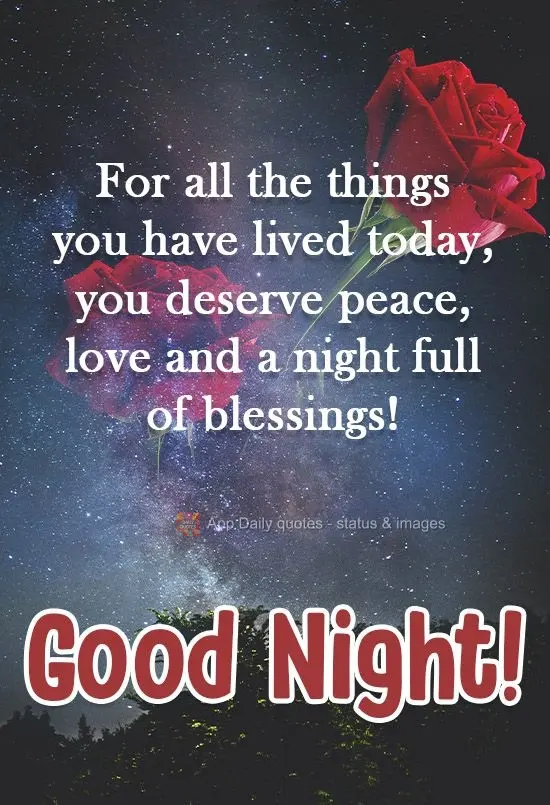 For all the things you have lived through today, you deserve peace, love, and a night full of blessings! Good night!