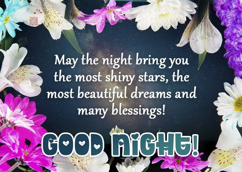 May the night bring you the most shiny stars, the most beautiful dreams, and many blessings! Good Night!